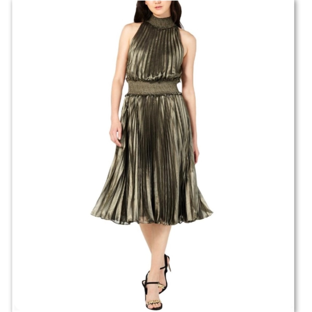NWT! Avec Les Filles Pleated Smocked Metallic 4